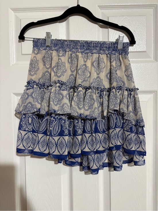 Misa Los Angeles Dresses & Skirts - Misa Los Angeles Blue and Cream Tiered Ruffle Mini Skirt